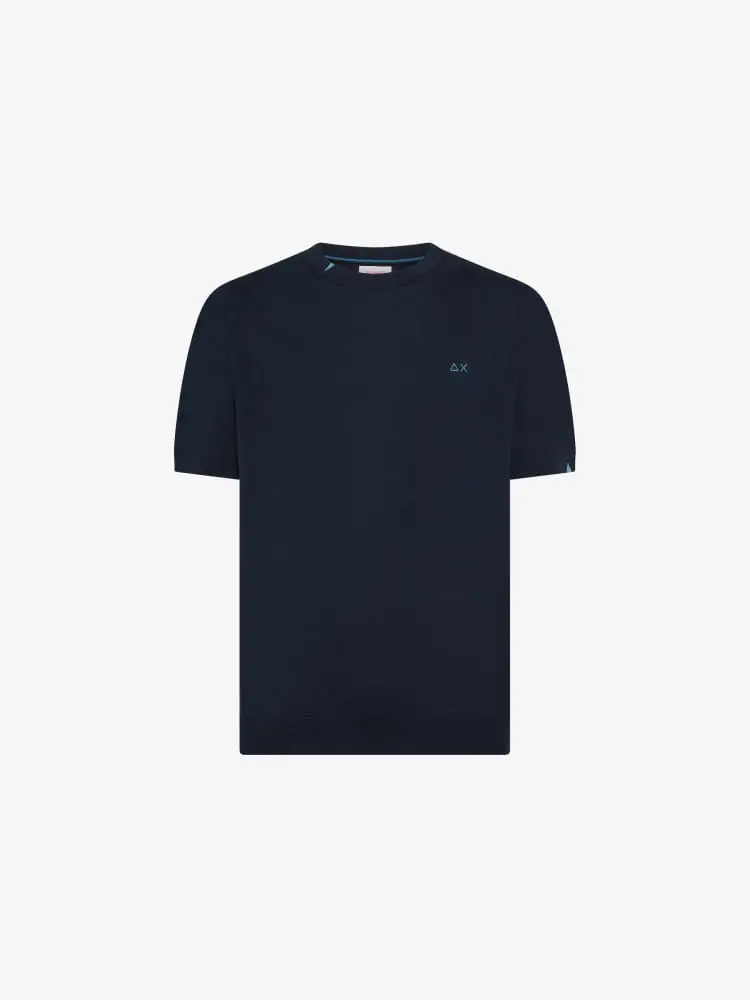 tshirt in maglia blu navy uomo mini logo