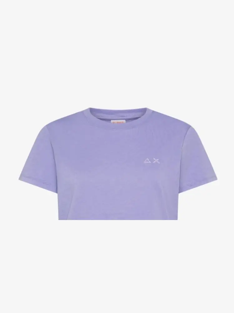 tshirt lilla donna logo con strass sul petto miniatura 2