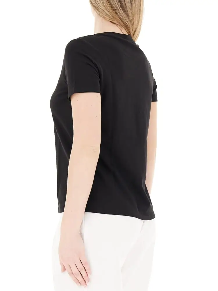 tshirt nera donna logo con strass miniatura 2