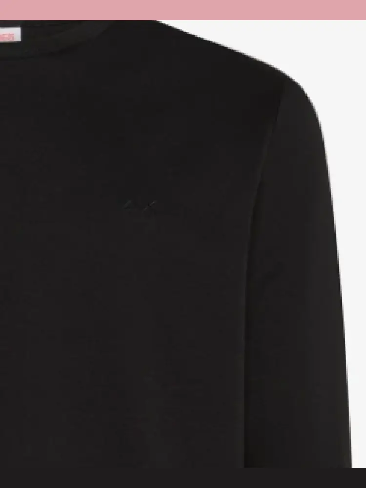 tshirt nera uomo in cotone manica lunga mini logo sul petto miniatura 2