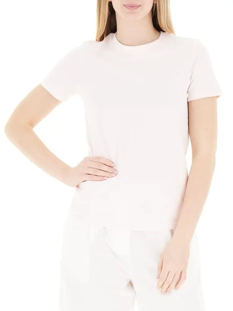 tshirt rosa chiaro donna mini logo con strass