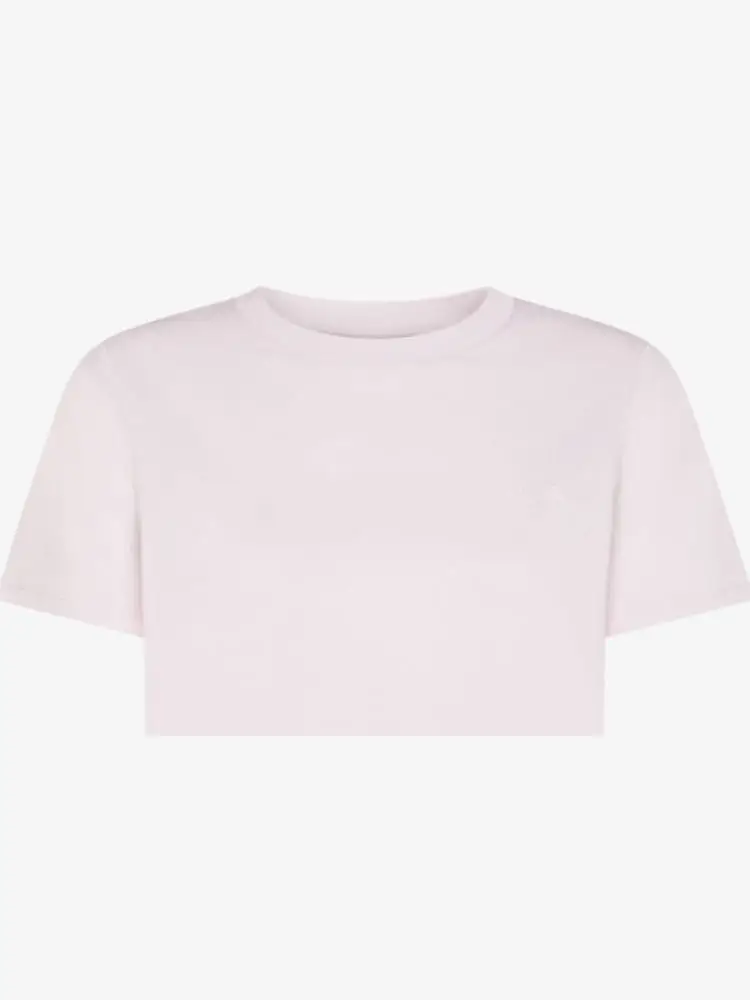 tshirt rosa donna logo con strass sul petto miniatura 2