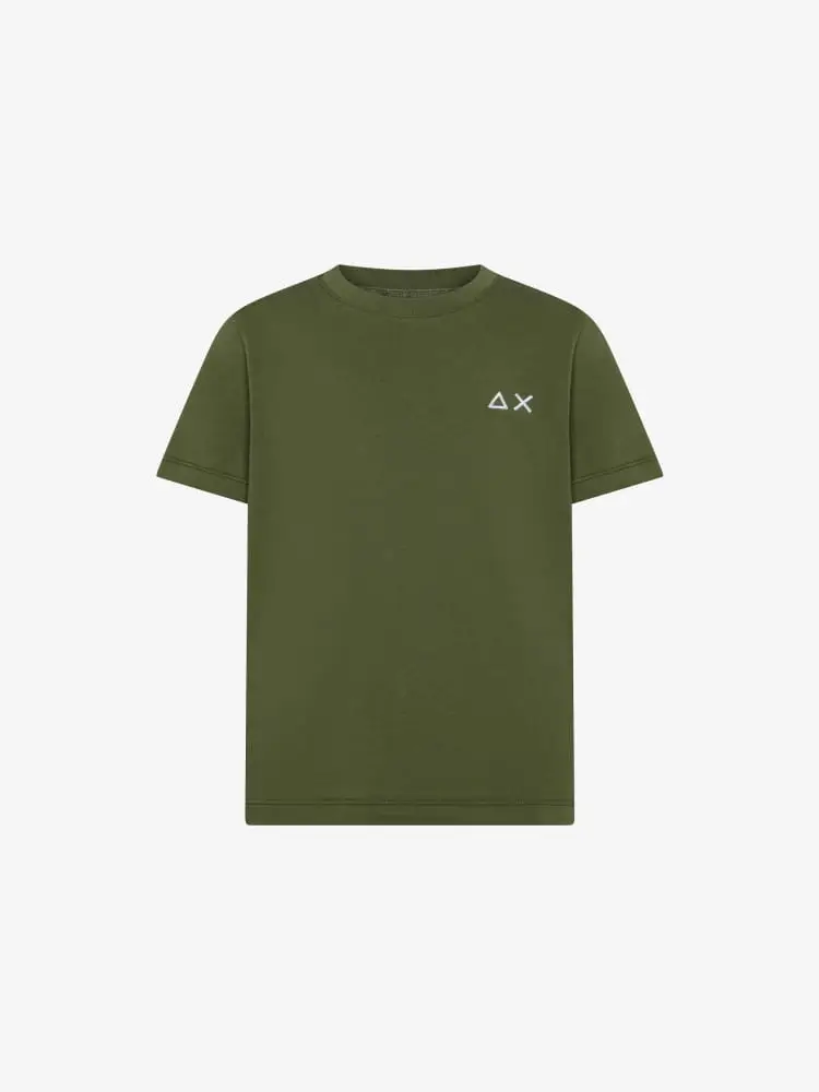tshirt verde militare bambino con logo