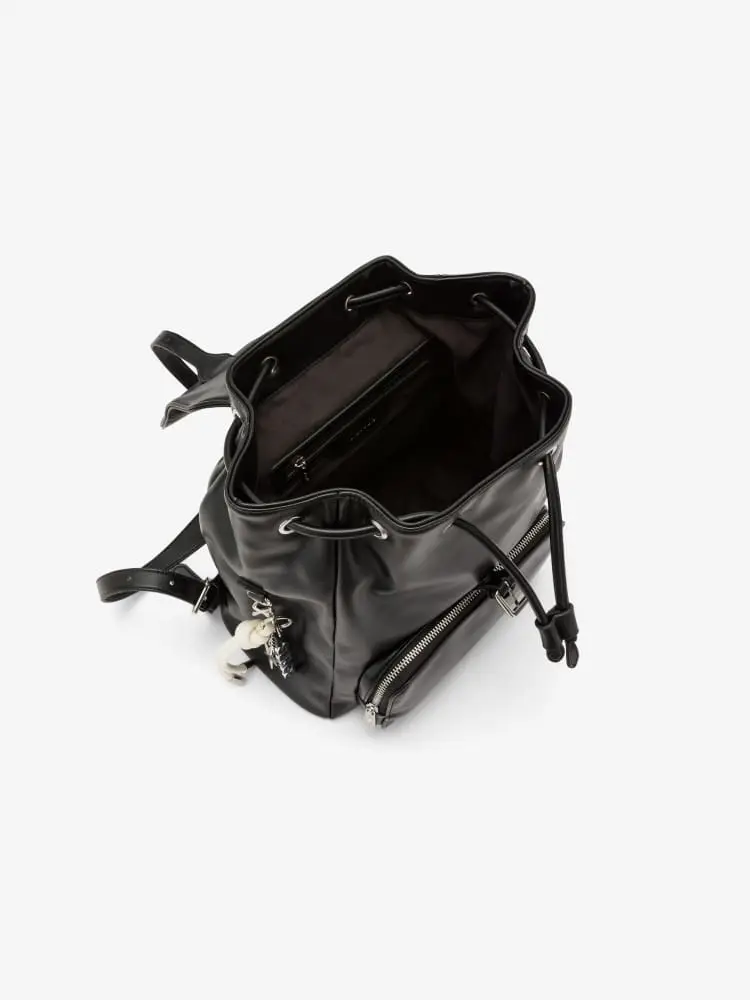 zaino nero donna logo sul davanti miniatura 2