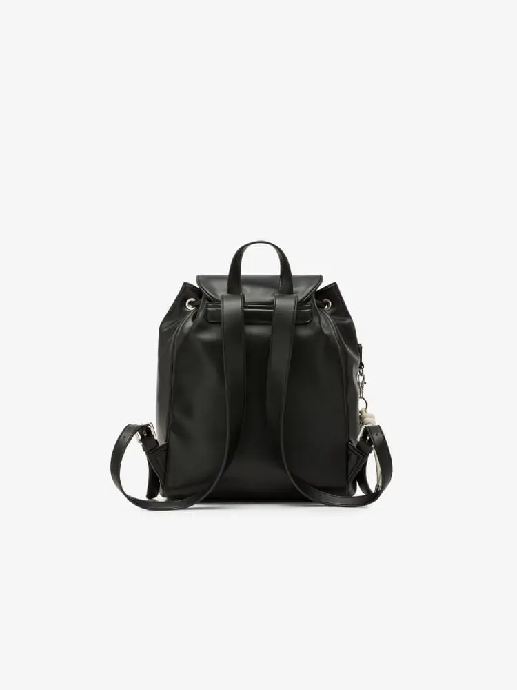 zaino nero donna logo sul davanti miniatura 3