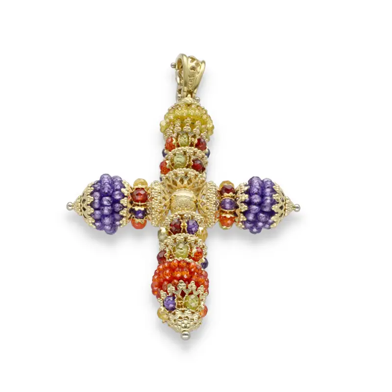 Croce Sunday con pietre dure colorate miniatura 2