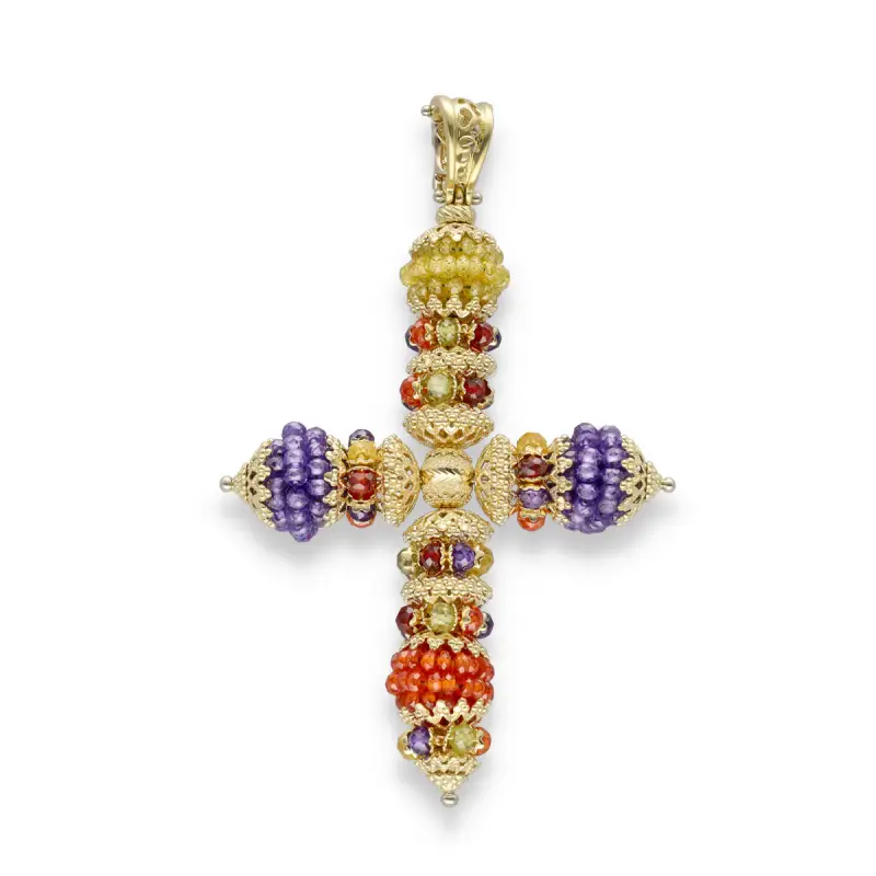 Croce Sunday con pietre dure colorate