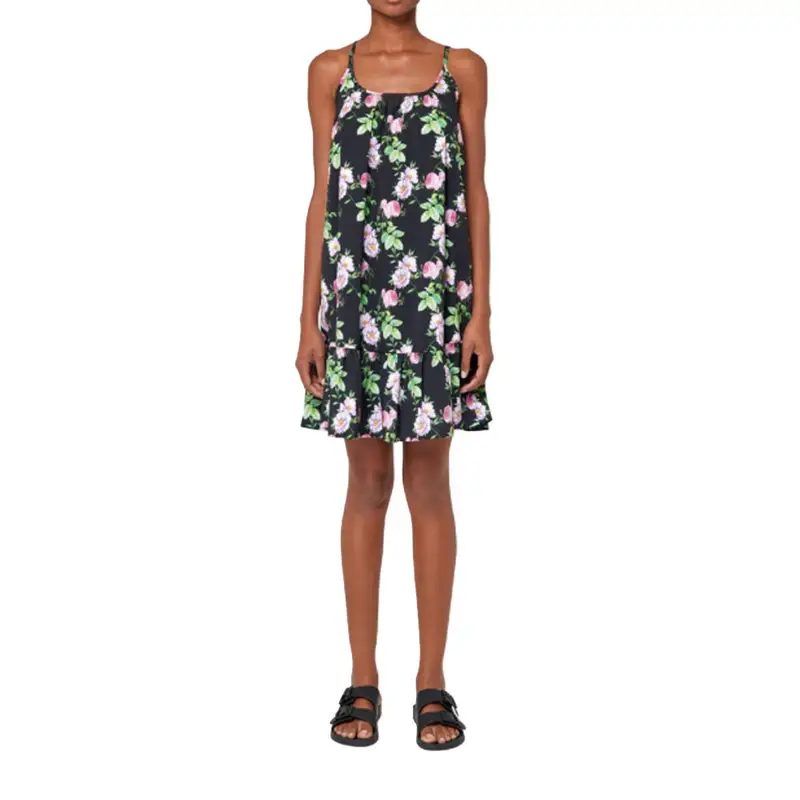 Abito Da Spiaggia Fiori Nero Bambina M