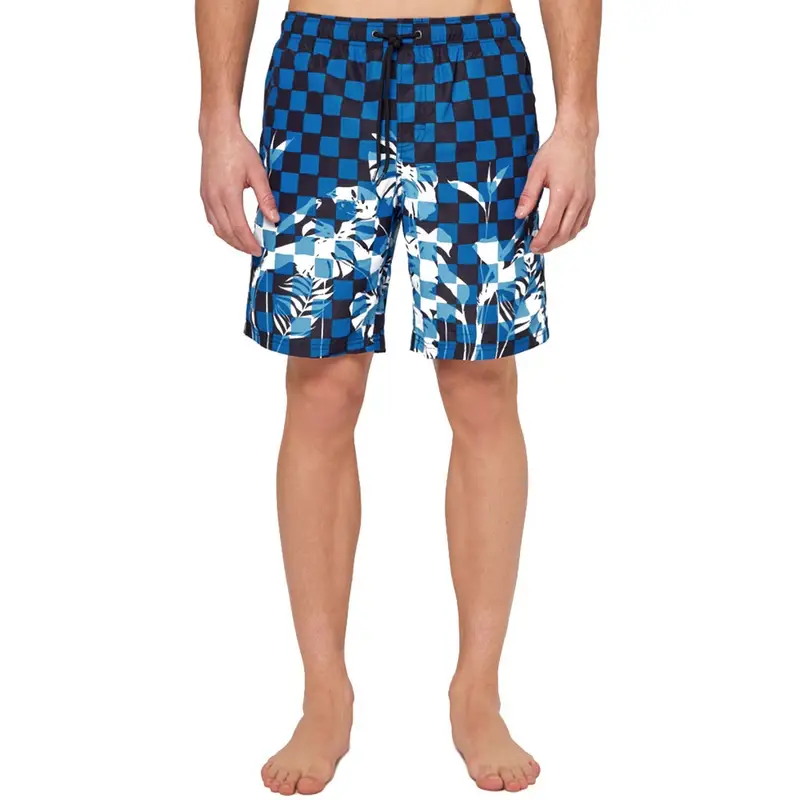 Costume Boxer Lungo Checkleaf Blu Uomo XL