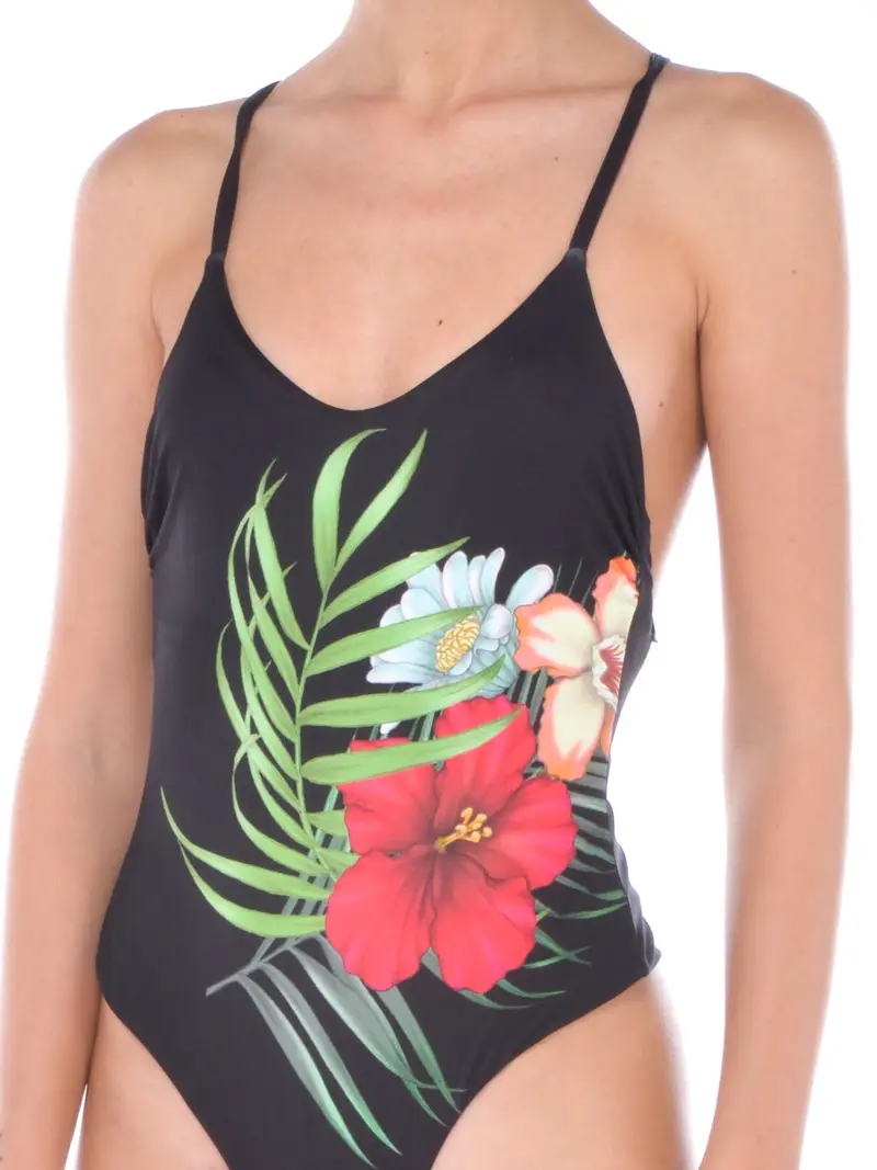 costume intero donna Sundek fantasia hawaiana NERO