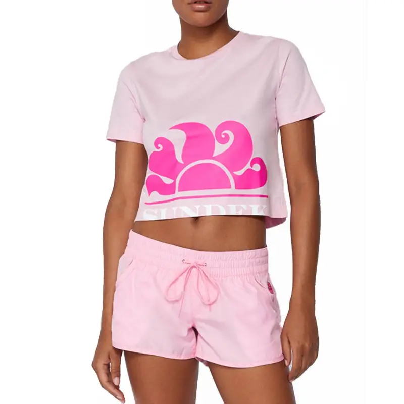 T-Shirt Mare Crop Rosa Donna XS