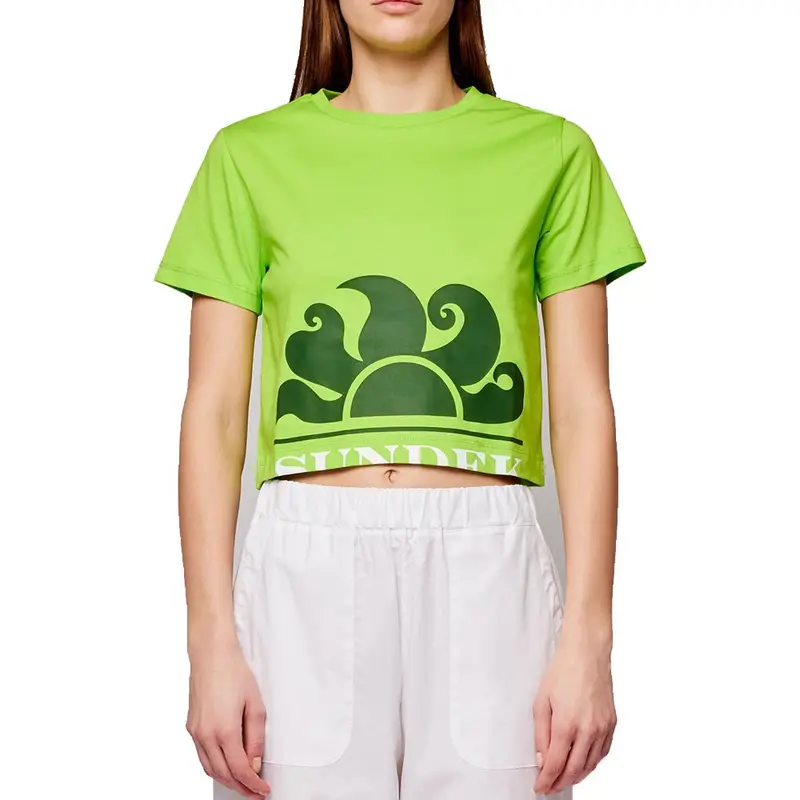 T-Shirt Mare Crop Verde Donna S