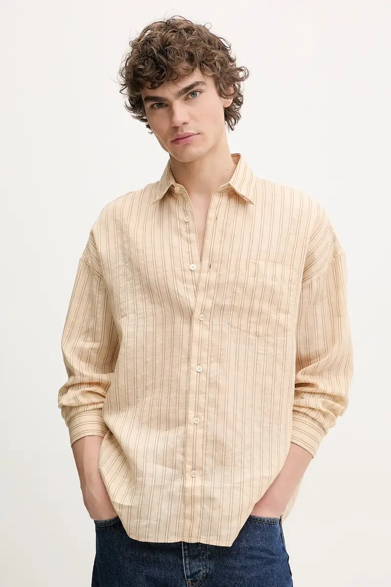 camicia di lino uomo colore beige 1235