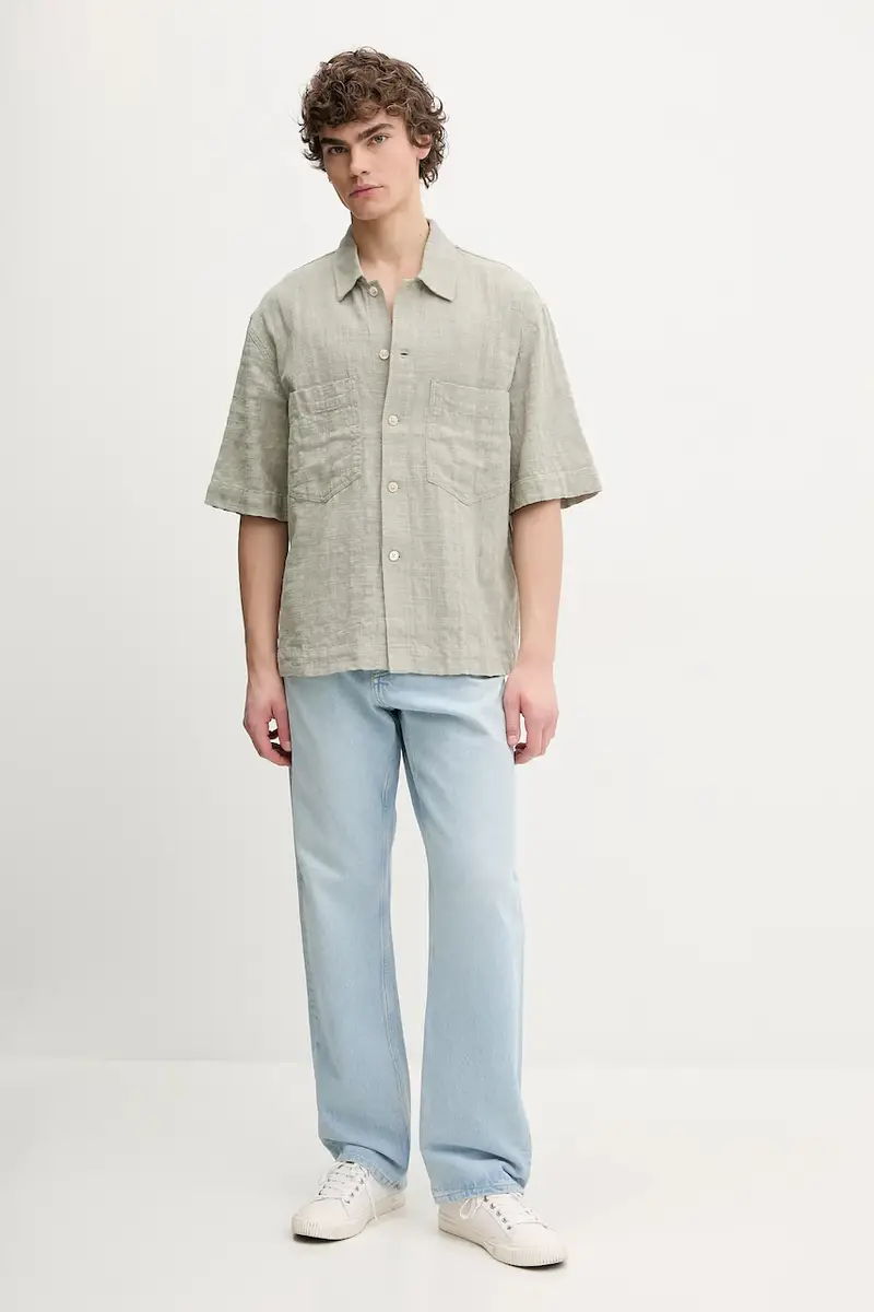 camicia in cotone uomo colore verde 1255 miniatura 2