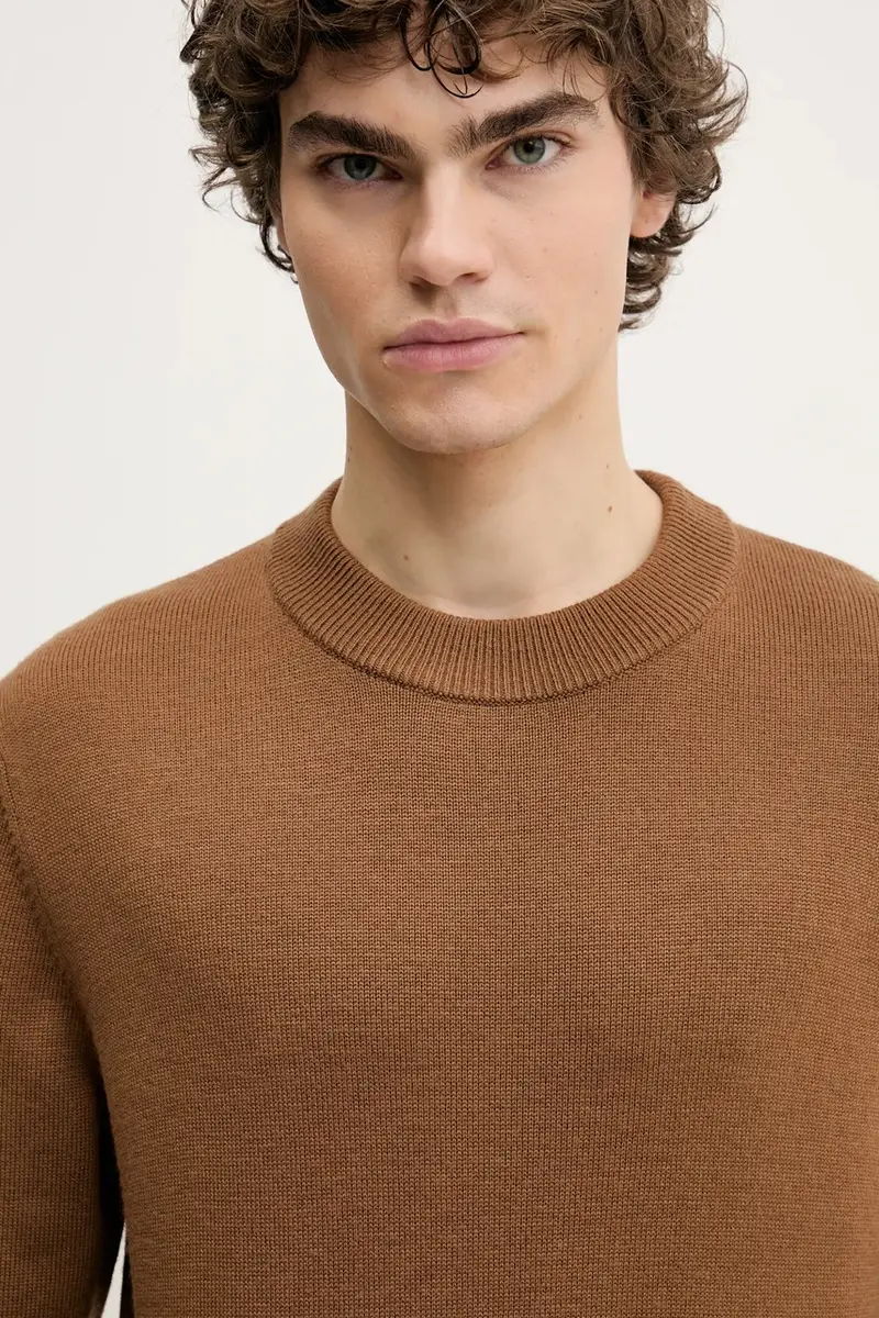 maglione in lana uomo colore marrone 3039 miniatura 4