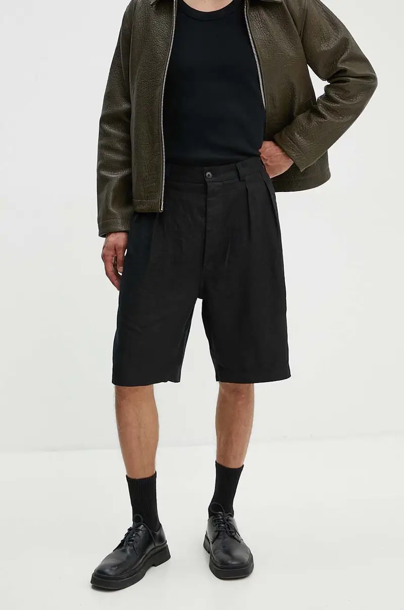 pantaloncini in lino colore nero 4148