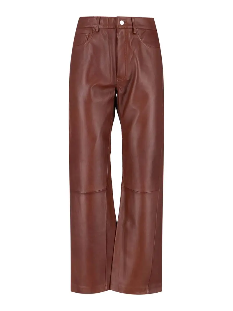 Pantaloni In Pelle Marrone