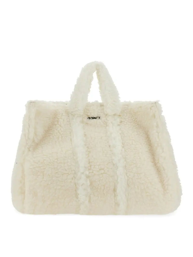 Borsa in pile Teddy Bianco