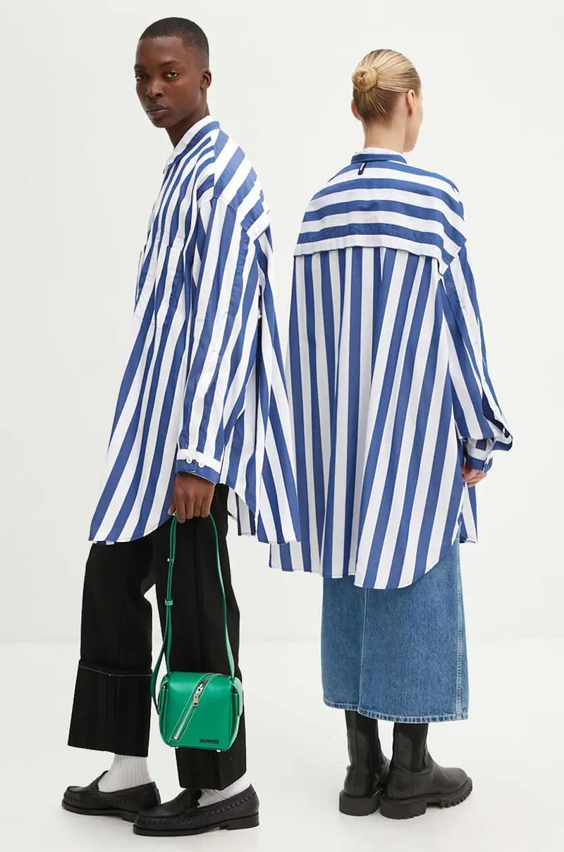 camicia in cotone colore blu RTWXSHR008