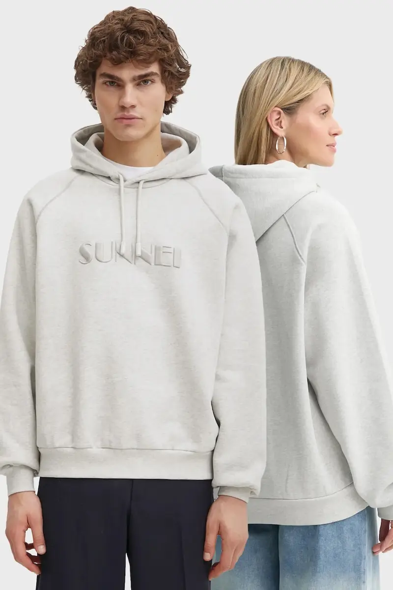 felpa in cotone colore grigio con cappuccio RTWXJER018