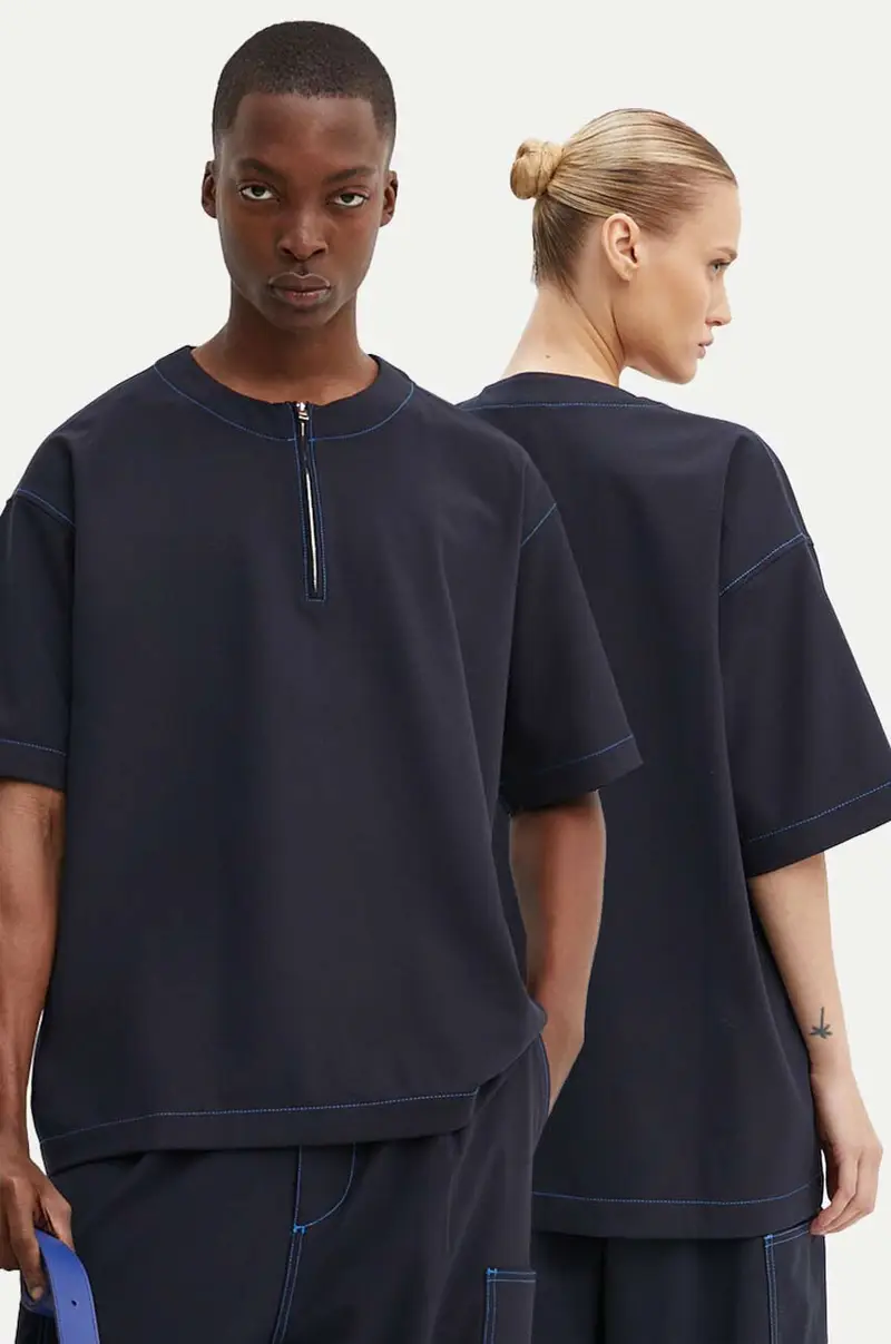 maglieta con aggiunta di lana colore blu navy RTWXTOP002