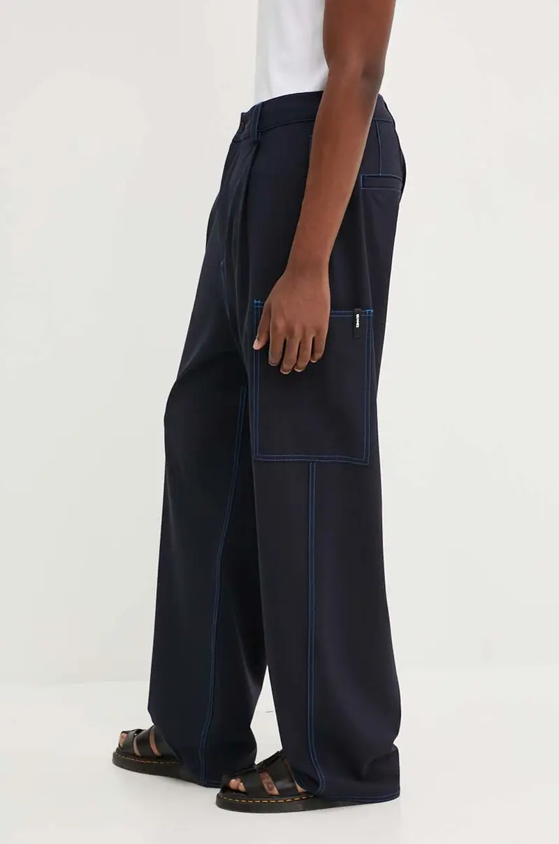 pantaloni in misto lana colore blu navy RTWMBOT007