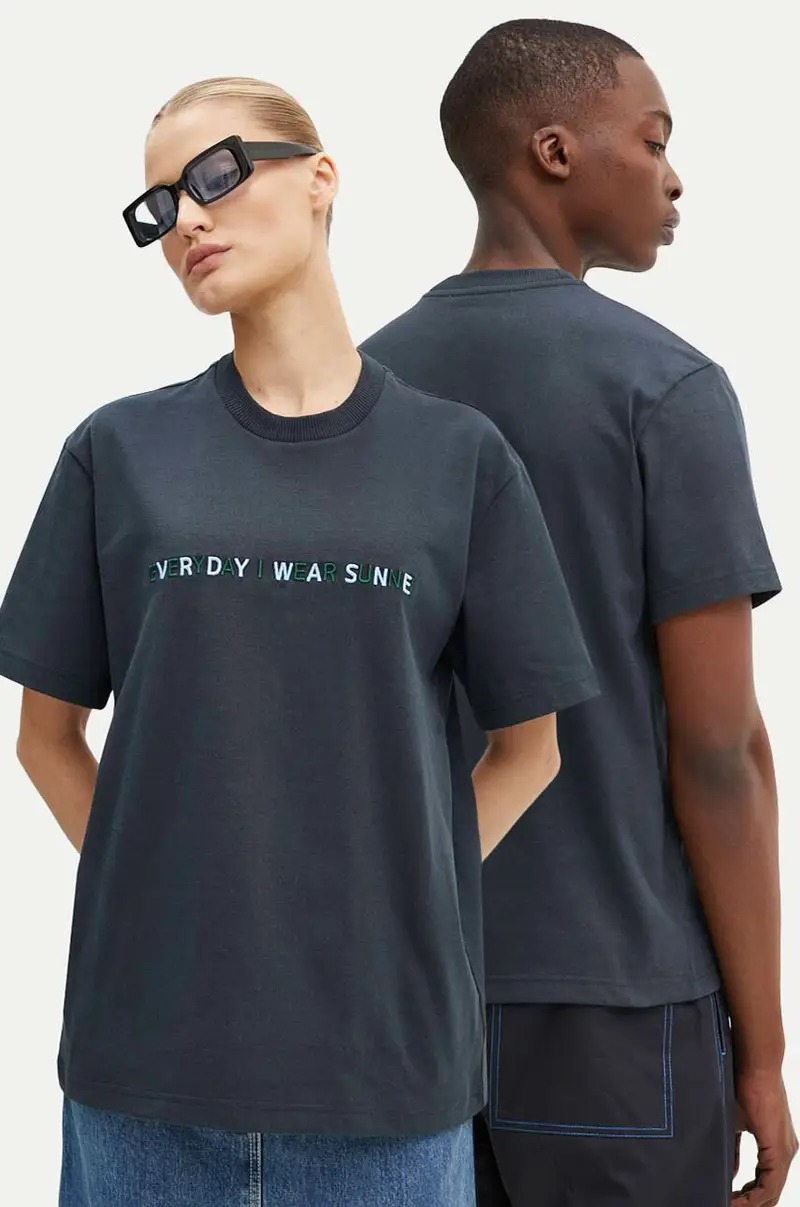 t-shirt in cotone colore blu navy con applicazione RTWXJER007