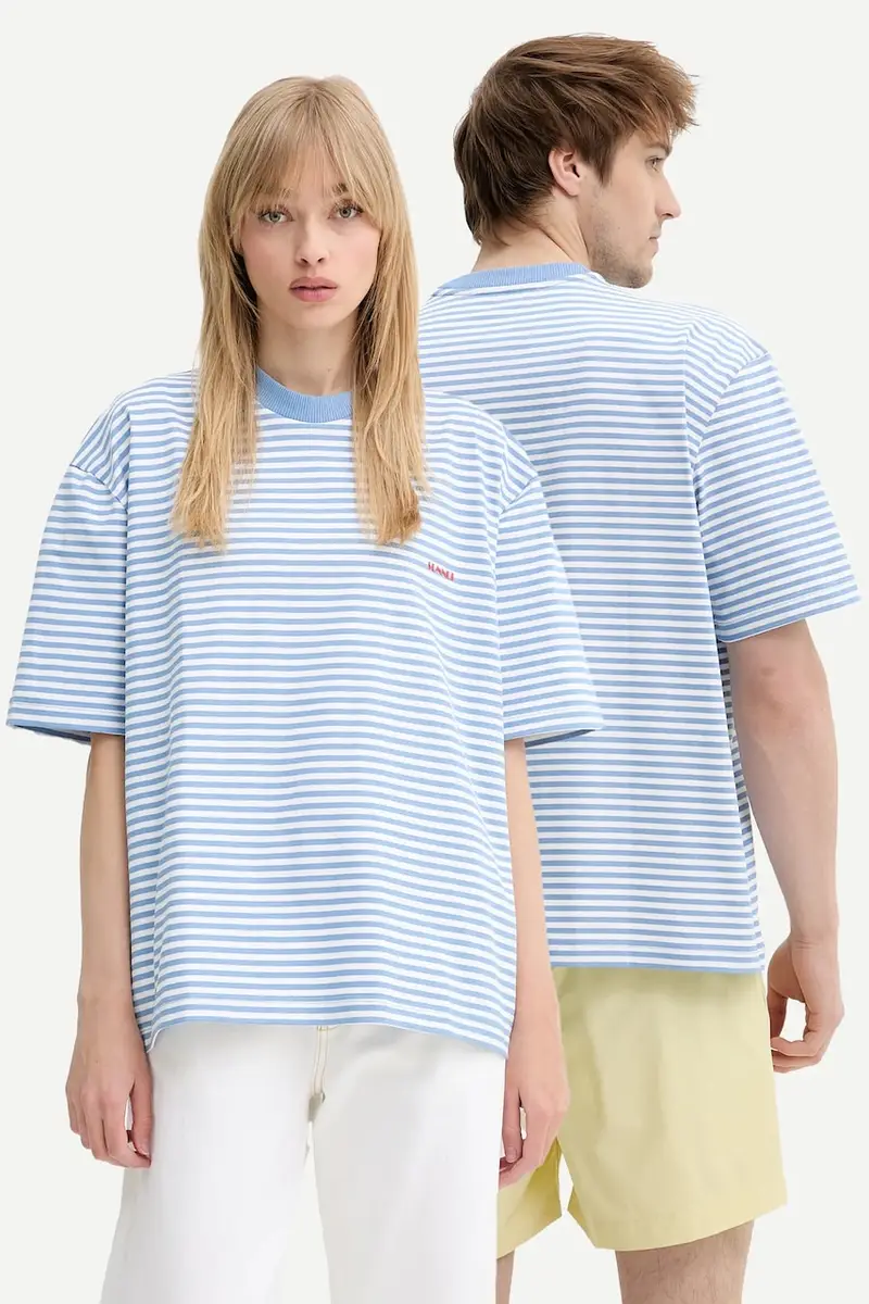 t-shirt in cotone colore marrone RTWXJER001 Blu