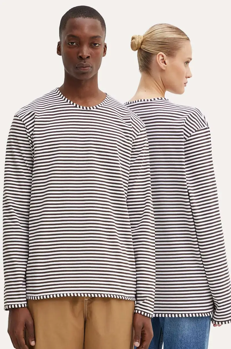 top a maniche lunghe in cotone colore marrone RTWXJER004