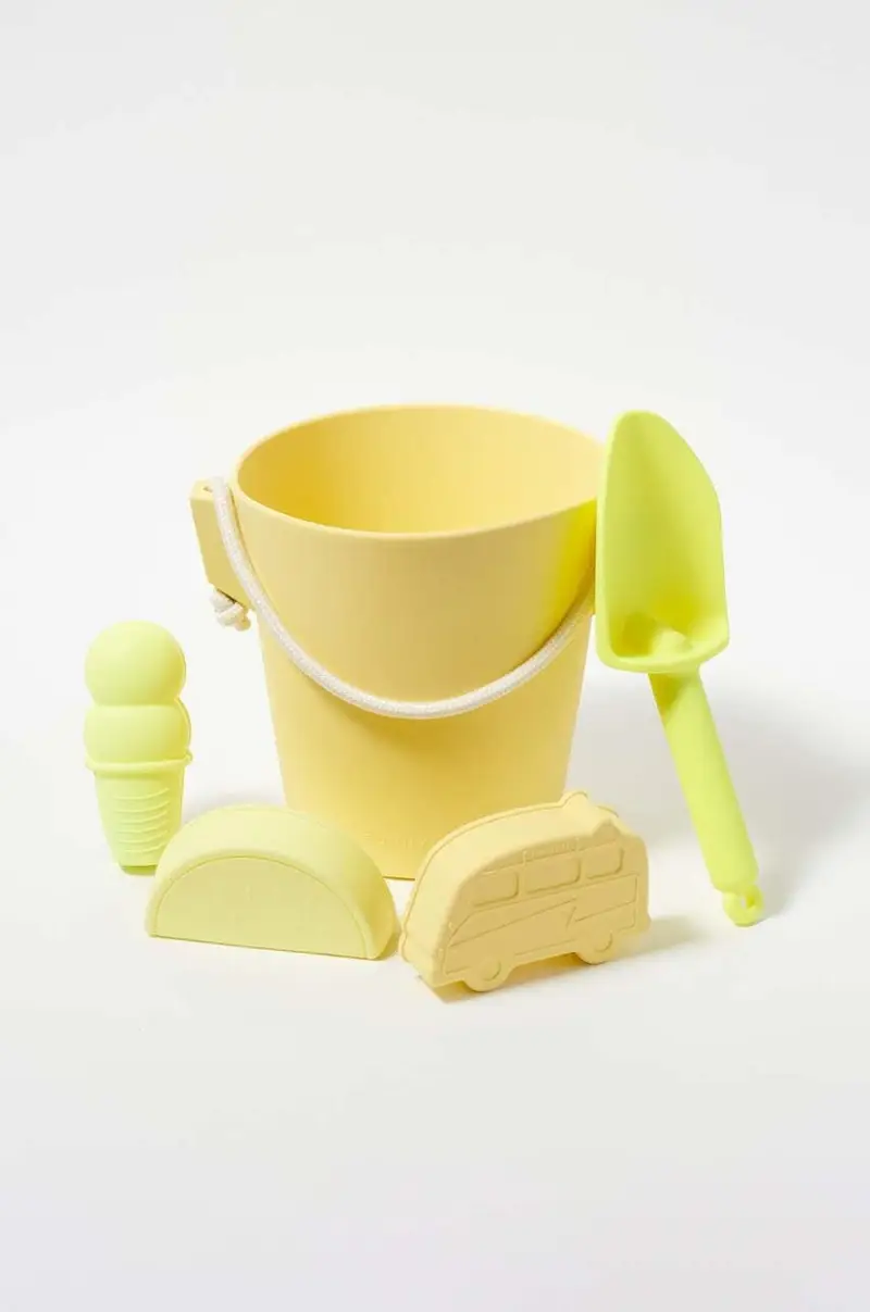 set di giocattoli per la sabbiera Silicone Bucket & Spade Set pacco da 5 Giallo