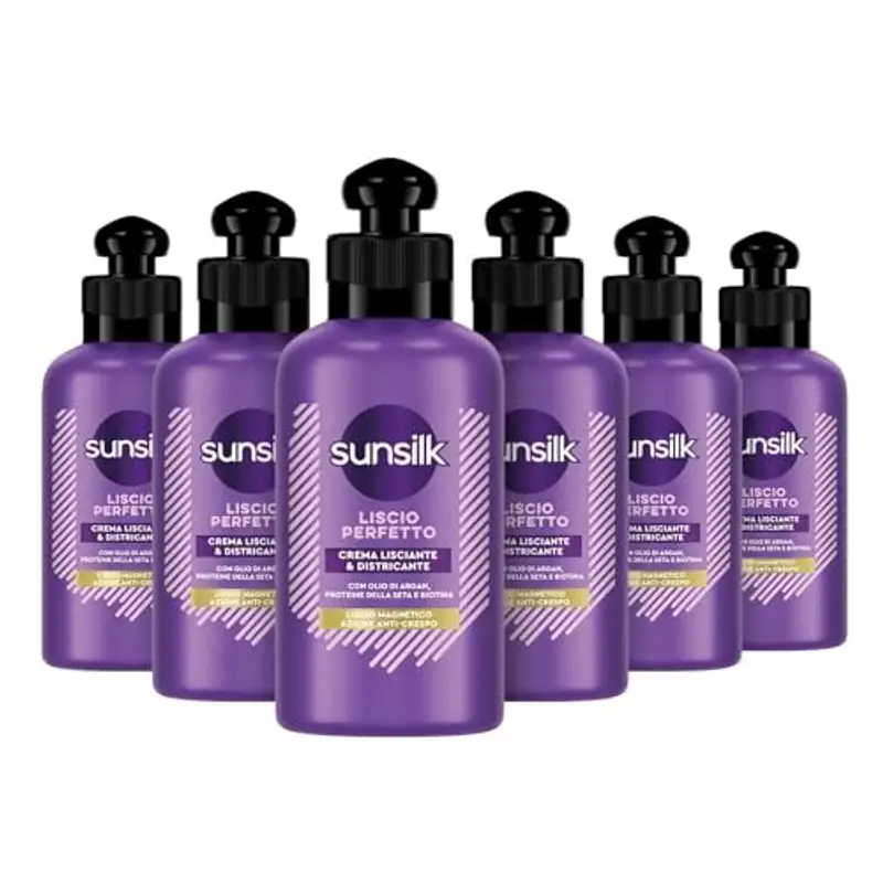 Sunsilk, Crema Districante Ricci da Sogno, Crema per Capelli Ricci Definiti, Senza Risciacquo, Formula Active Fusion con Olio di Macadamia, Elastina e Biotina, 6 Pezzi da 200ml