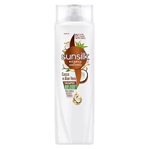 Sunsilk, Shampoo Cocco e Aloe Vera, Shampoo per Capelli Secchi e Sfibrati, Formula Nutriente e Protettiva per Capelli