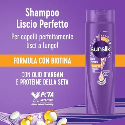 Sunsilk, Shampoo Liscio Perfetto, Shampoo per Capelli Lisci a Lungo e Setosi, Formula Active Fusion con Olio di Argan miniatura 3