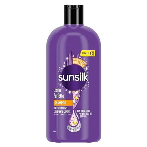 Sunsilk, Shampoo Liscio Perfetto, Shampoo per Capelli Lisci a Lungo e Setosi, Formula Active Fusion con Olio di Argan,