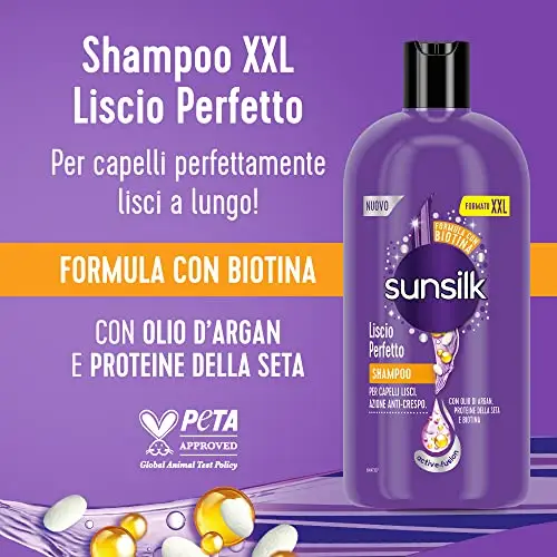 Sunsilk, Shampoo Liscio Perfetto, Shampoo per Capelli Lisci a Lungo e Setosi, Formula Active Fusion con Olio di Argan miniatura 3