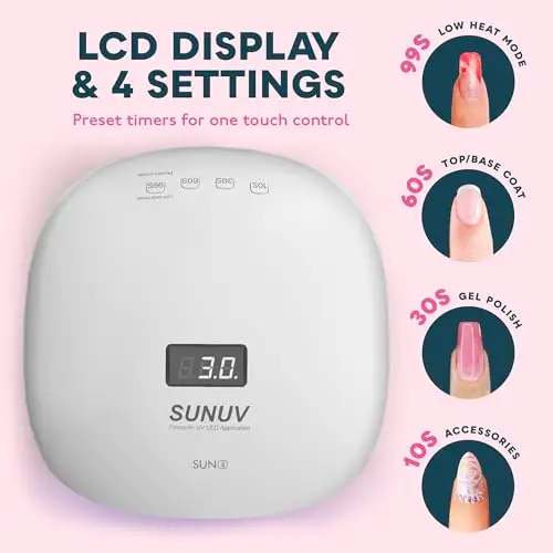 SUNUV Lampada Unghie UV LED Asciugatrice UV Unghie SUN4 per Gel Manicure Shellac con 4 Timer, LCD Display, Sensore e miniatura 3