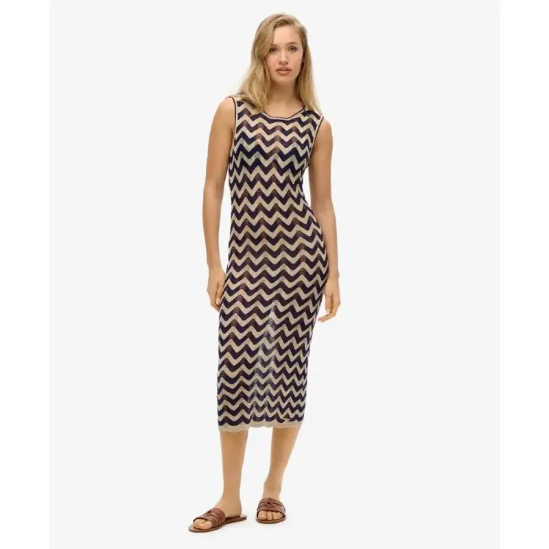 Abito a maglia midi a zigzag donna Superdry