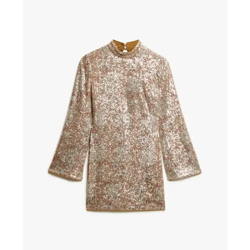 Abito corto stampato a maniche lunghe con paillettes donna Superdry
