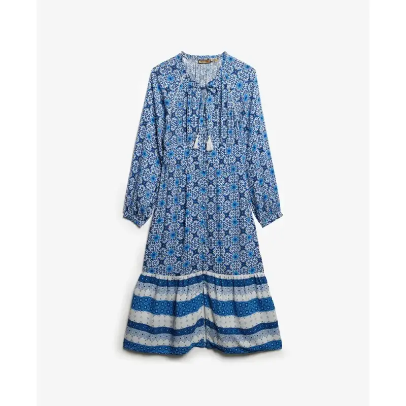 Abito midi stampato a maniche lunghe donna Superdry