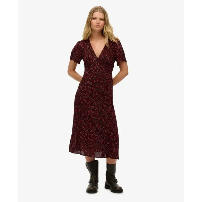 Abito midi stampato con bottoni da donna Superdry