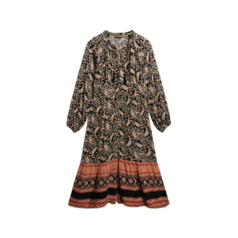 Abito midi stampato con maniche lunghe da donna Superdry