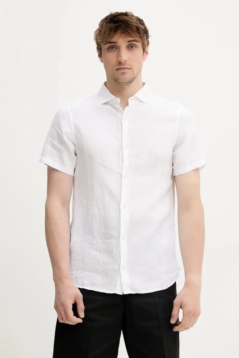 camicia di lino colore bianco M4010937A-01C