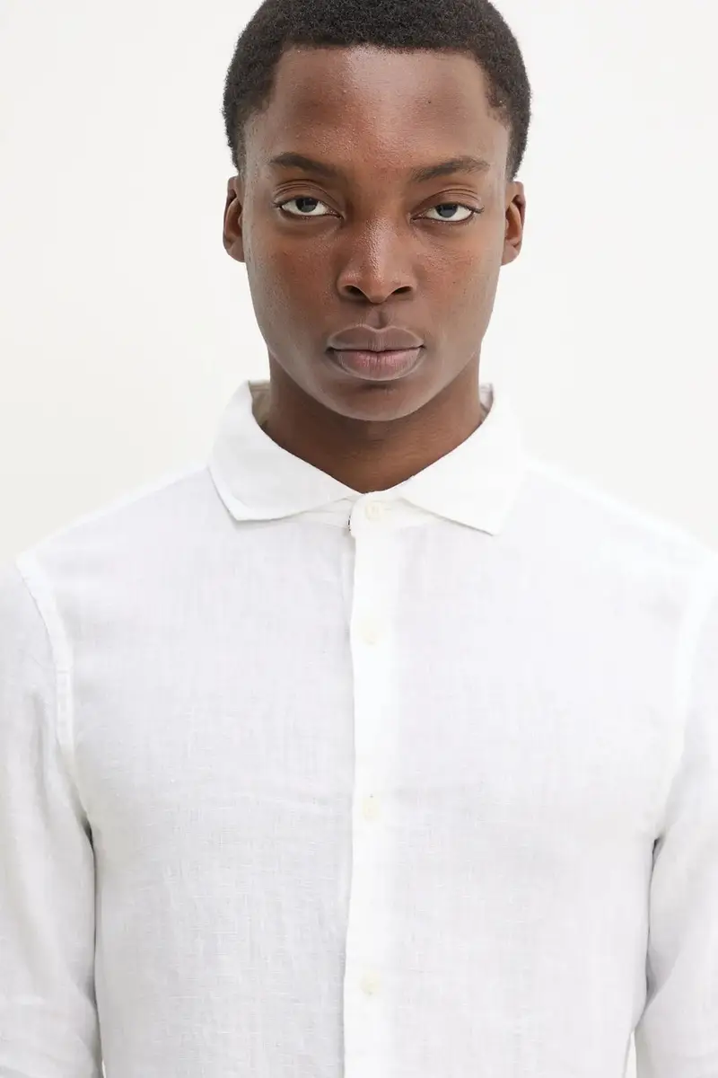 camicia di lino uomo colore beige M4010995A-01C miniatura 4