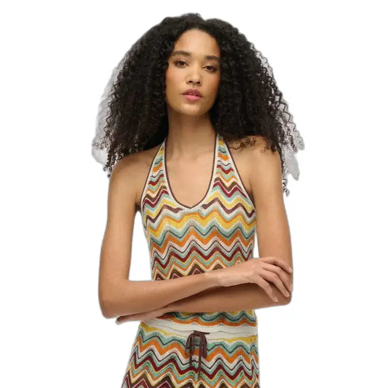 Canotta con scollo a V in maglia a zigzag e schiena scoperta donna Superdry