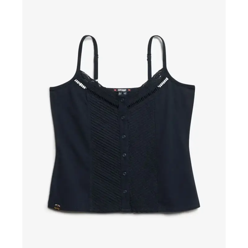 Canotta donna con bottoni e pizzo Superdry Caraco