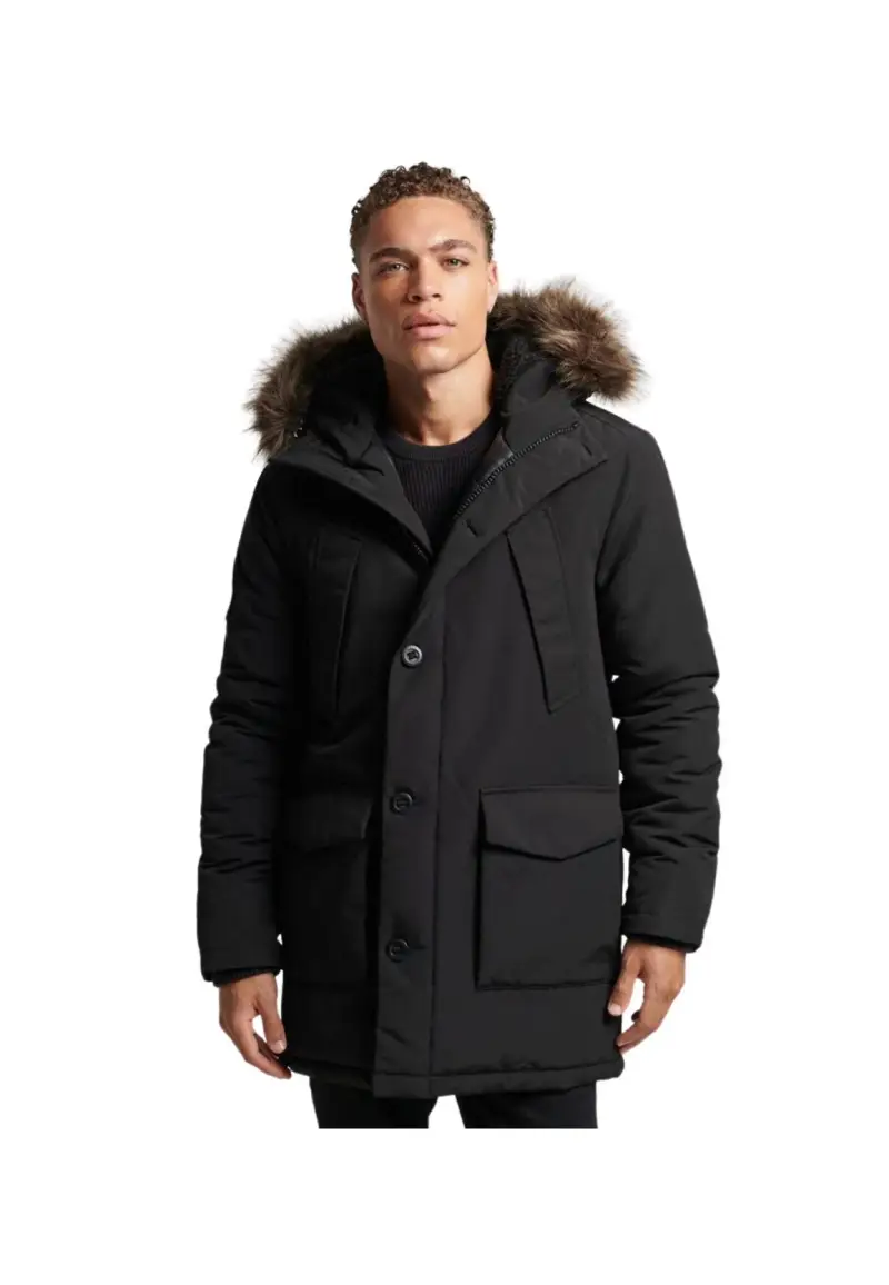 EVEREST FAUX FUR HOODED PARKA - S / Nero