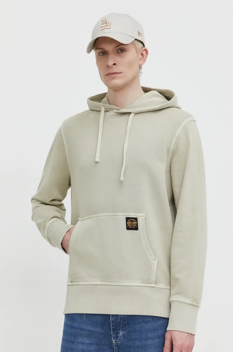 felpa in cotone uomo colore beige con cappuccio