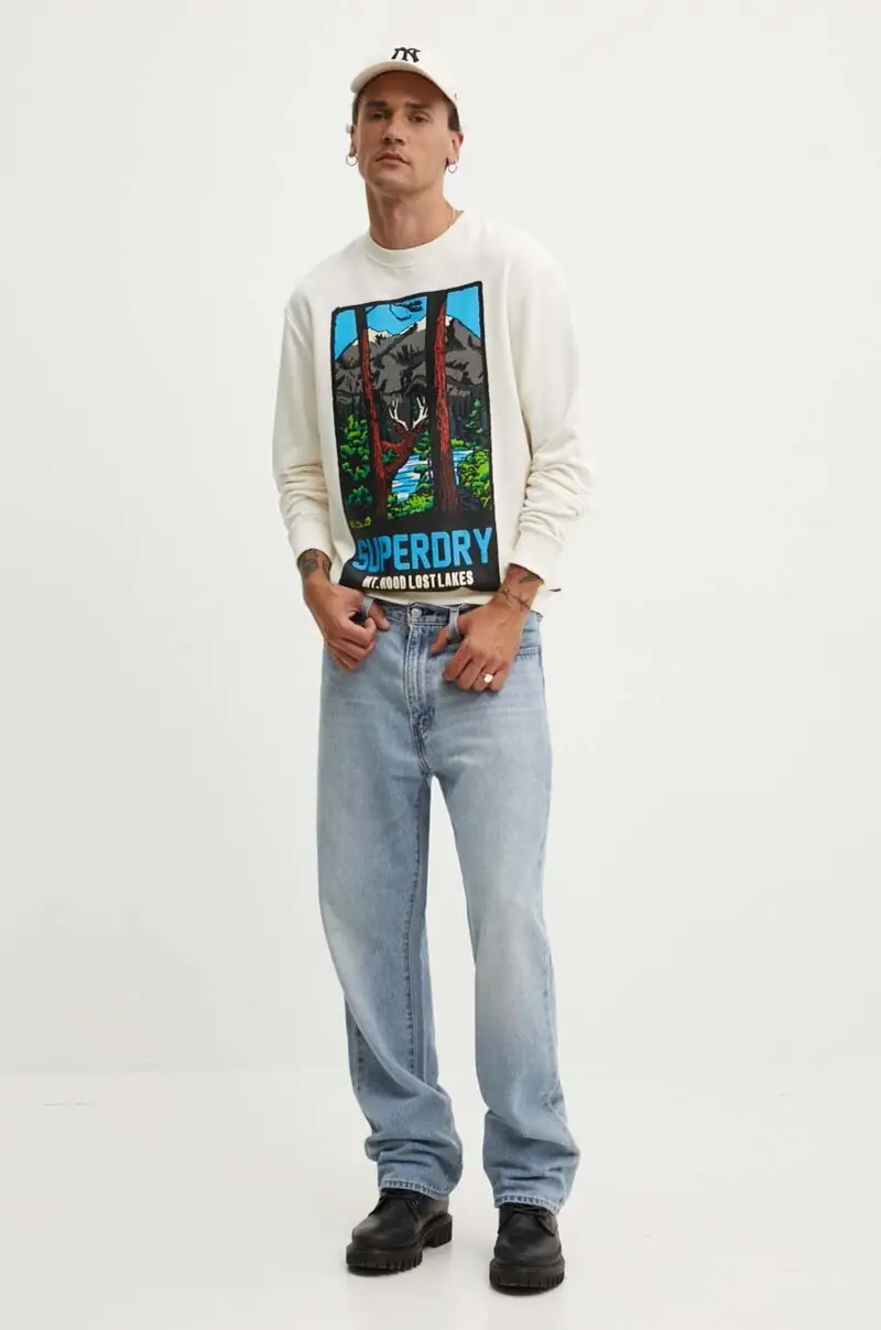 felpa in cotone uomo colore beige M2014112A-2YW miniatura 2