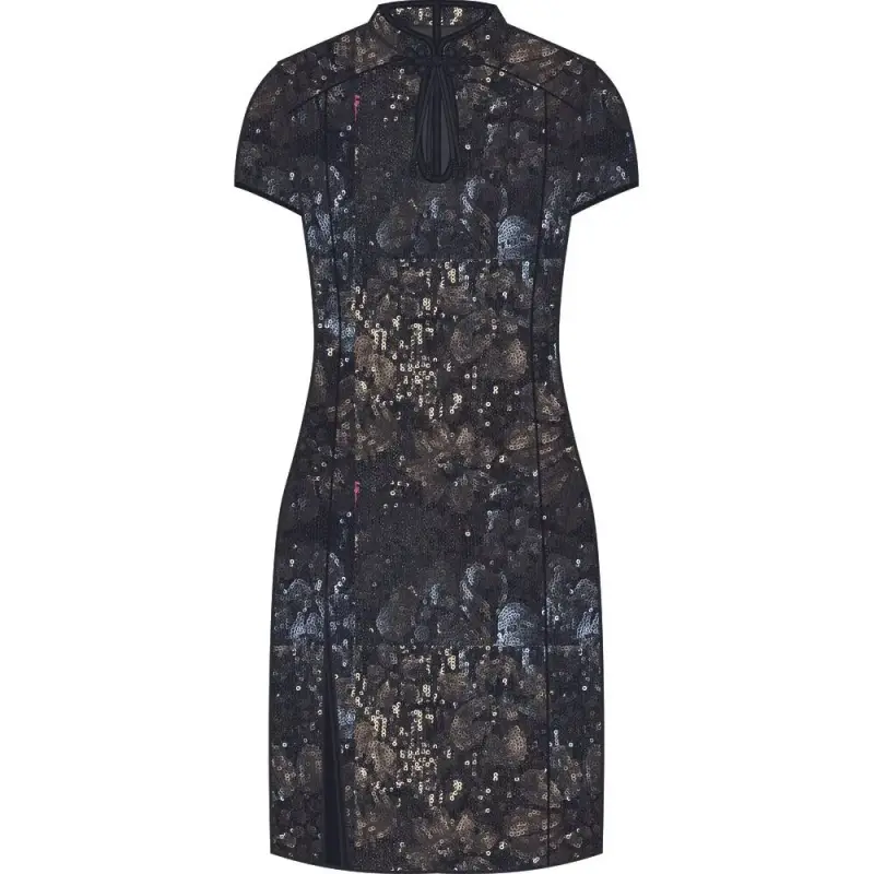 Mini abito mandarino con paillettes da donna Superdry