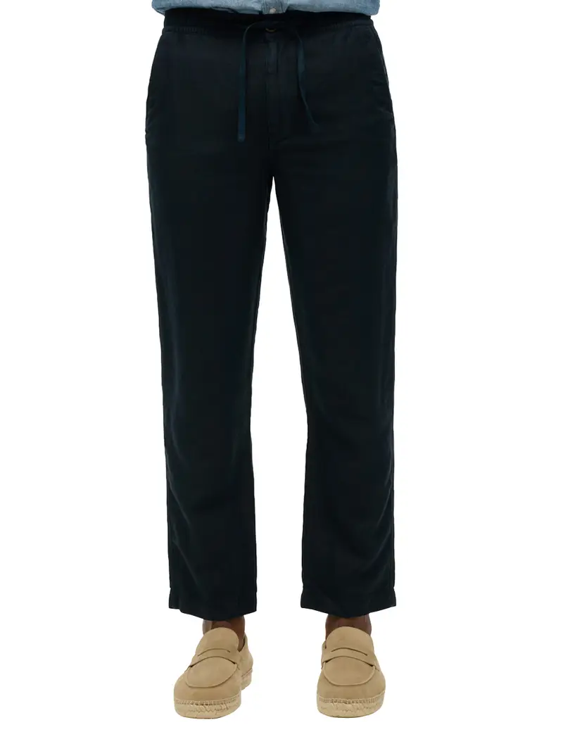 pantalone chino superdry merchant linen da uomo - blu